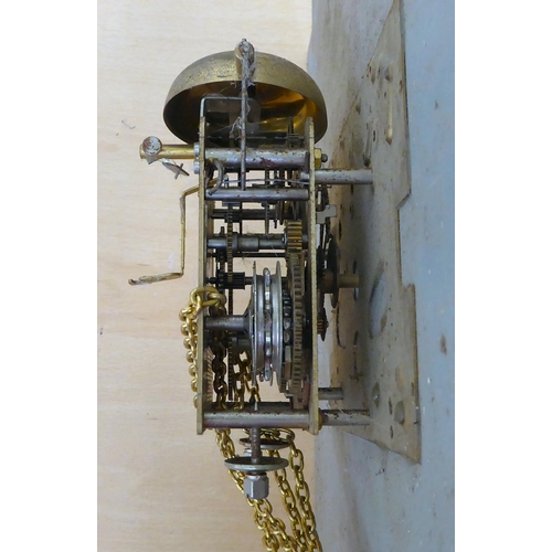 283 - A modern replica of a 19thC longcase clock movement, faced by a painted Roman dial  18