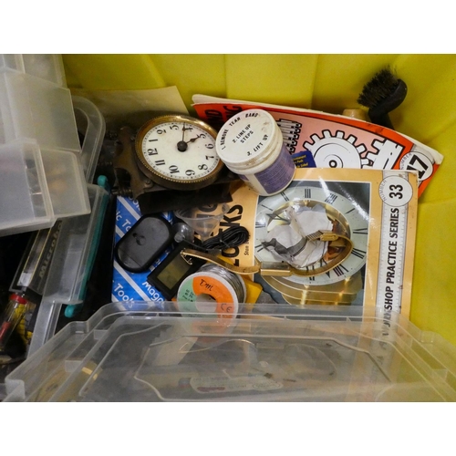 33 - Clockmaker's spares and repairs: to include tools, movements, components, faces, bases and domes