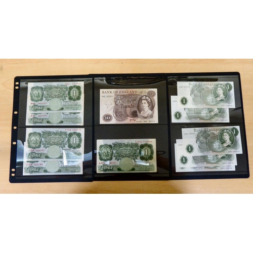 340 - Uncollated bank notes, comprising a John Bradbury 10/- note, two white £5, and various £... 