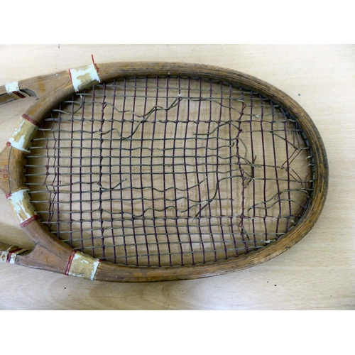 344 - A 1930s Hazells Streamline Red Star tennis racquet, bears various marks, including that of Joshua Ta... 