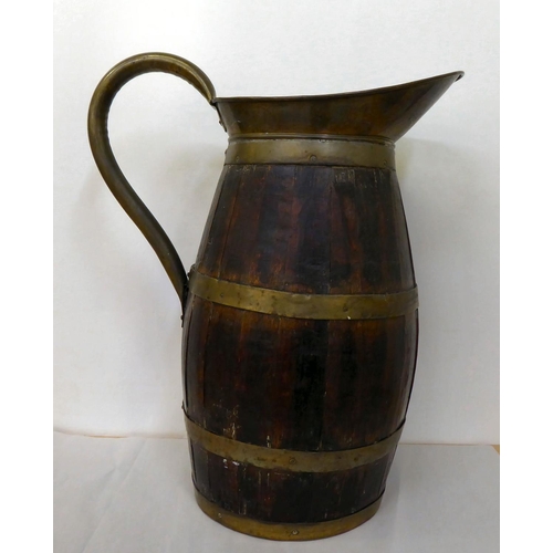 349 - An early 20thC coopered oak, brass bound ewer  22