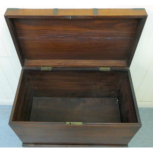 35 - A George III military design, brass bound mahogany and camphorwood chest with straight sides and a h... 