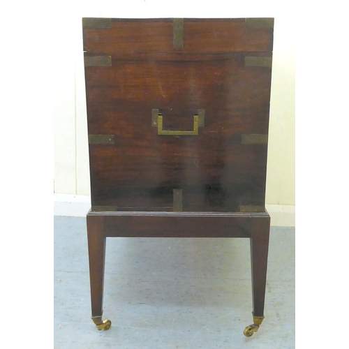 35 - A George III military design, brass bound mahogany and camphorwood chest with straight sides and a h... 