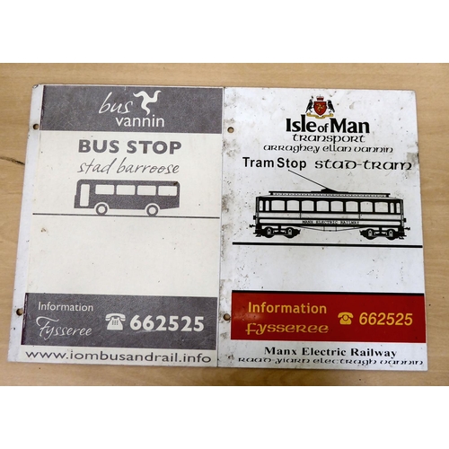 350 - Two vintage cast iron and enamel bus stop signs  15