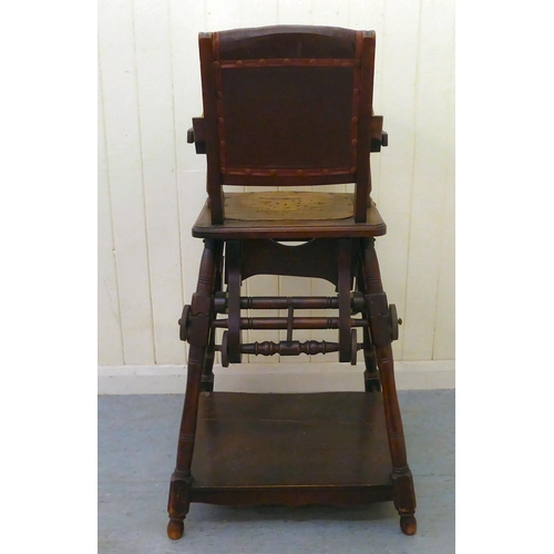 37 - An early 20thC stained beech framed metamorphic high chair