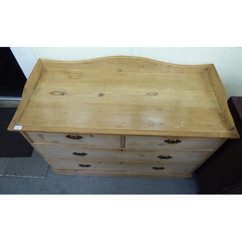 41 - A late Victorian bleached pine, four drawer washstand/dressing chest, on a plinth  36