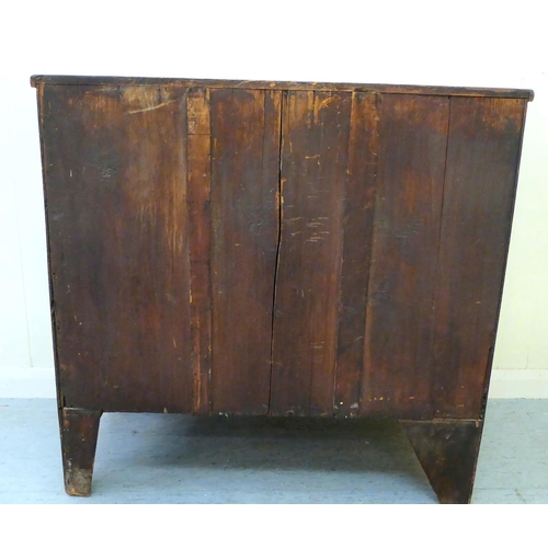 43 - A George III mahogany bow front, four drawer dressing chest, raised on bracket feet  34