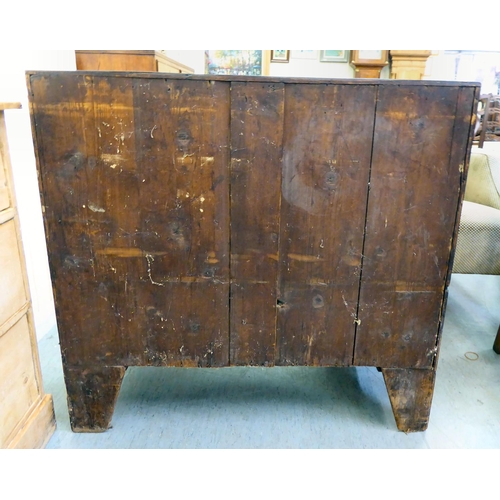 44 - An early Victorian mahogany bow front, three drawer dressing chest, raised on bracket feet  34