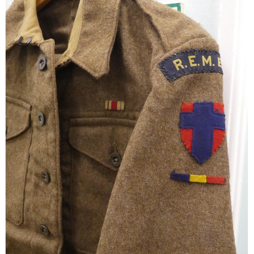 5 - A circa 1944 REME khaki woollen battle dress blouse, size no.10, made by James A Stewart Ltd of Dunm... 