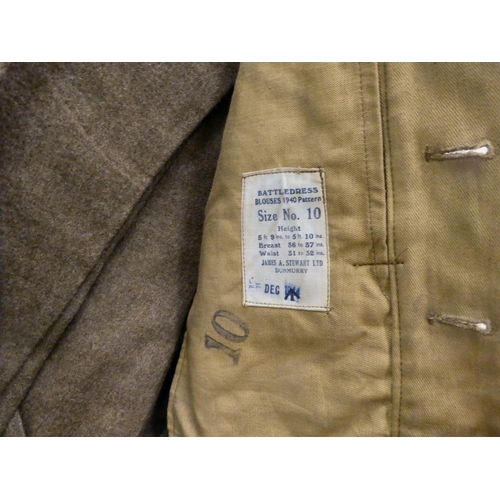 5 - A circa 1944 REME khaki woollen battle dress blouse, size no.10, made by James A Stewart Ltd of Dunm... 