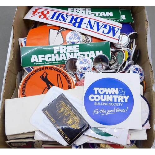 6 - A selection of 20thC badges, sticky, paper, card, fabric, metal and others: to include York Racing, ... 