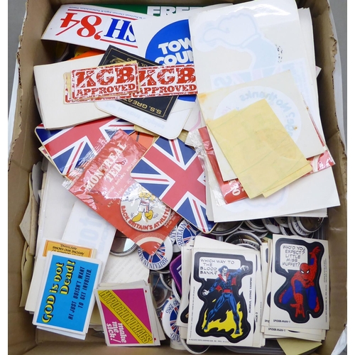 6 - A selection of 20thC badges, sticky, paper, card, fabric, metal and others: to include York Racing, ... 