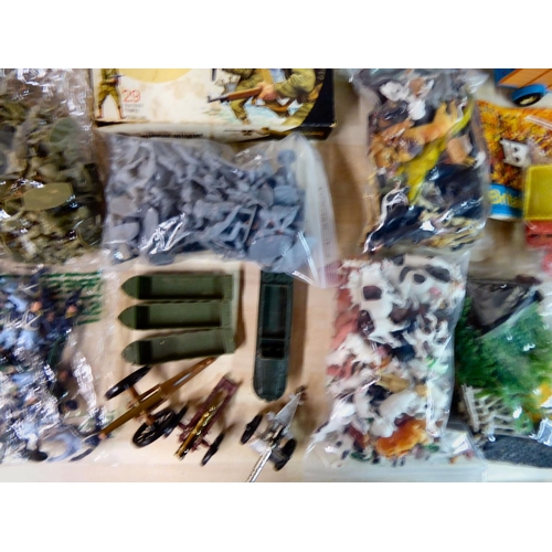 60 - Diecast lead and moulded plastic toy soldiers and animals: to include examples by Britains