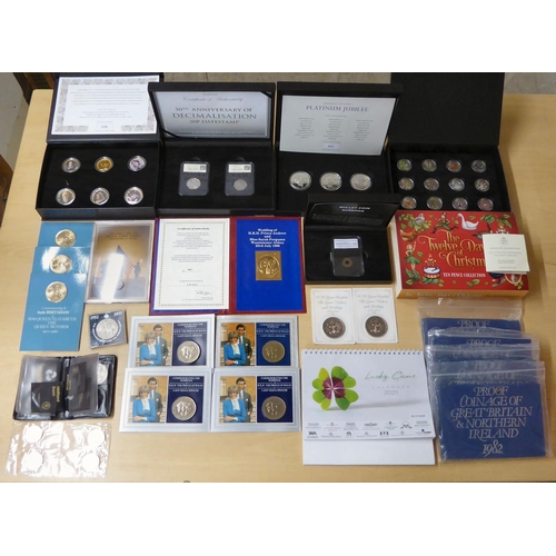 95 - Uncollated proof coins: to include the Twelve Days of Christmas Ten Pence Collection  boxed