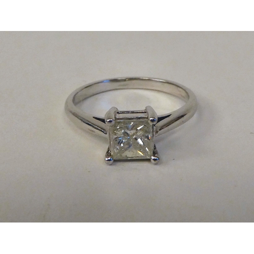 102 - An 18ct white gold, princess cut diamond solitaire ring