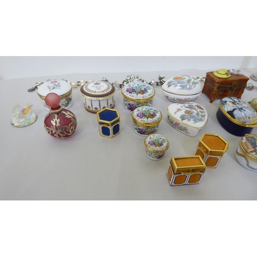 130 - Collectables: to include china and enamelled trinket boxes with examples by Limoges and Spode