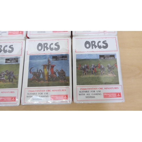 168 - Eight sealed boxes of Alternative Armies 25mm scale lead figures: to include 'Goblin Wolfriders' and... 