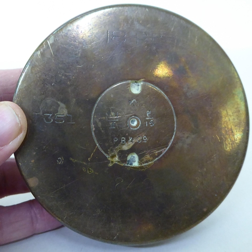 181 - Two interwar period, shell case bases  both bearing impressed marks  4