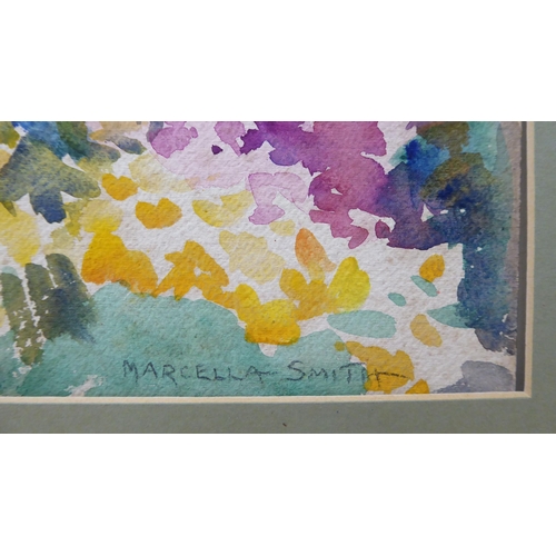 185 - Marcella Smith - a garden scene  watercolour  bears a signature  10