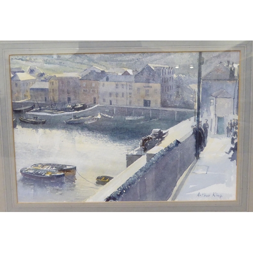 189 - Arthur King - 'Mevagissey Harbour'  watercolour  bears a signature & Guildhall Art Gallery label... 