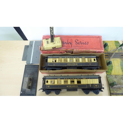 191 - Hornby 0 gauge locomotive no. 4073 coaches, rolling stock, track and trackside accessories: to inclu... 