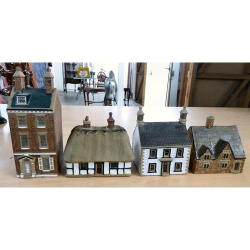 23 - A mixed lot: to include four Denby pottery model village properties  all approx. 4