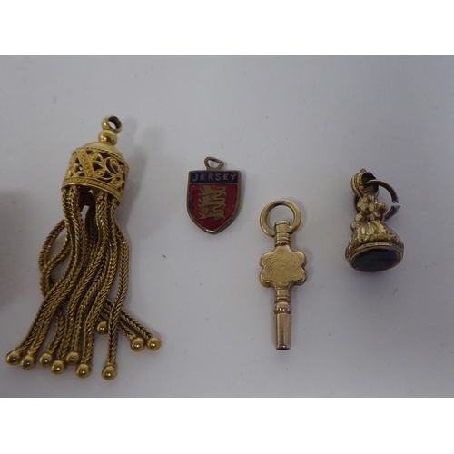 240 - Various yellow metal and other seals and lockets: to include one set with a bloodstone