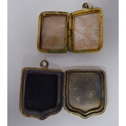 240 - Various yellow metal and other seals and lockets: to include one set with a bloodstone