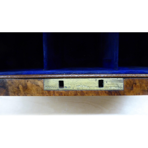 252 - Three dissimilar boxes: to include a mid Victorian burr walnut example with straight sides and a hin... 