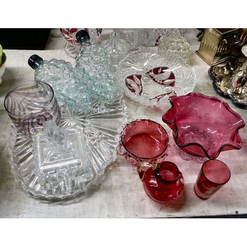 283 - Glassware: to include clear and cranberry coloured Czech crystal tableware 