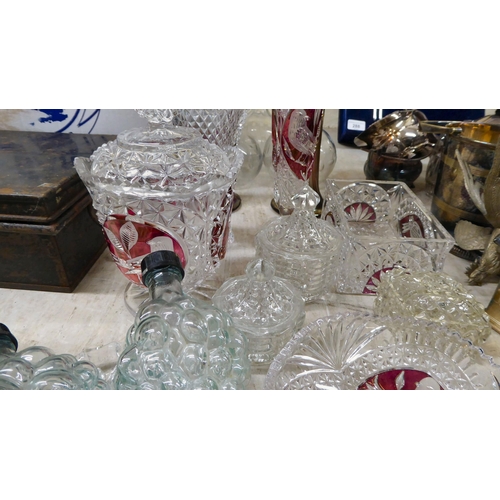 283 - Glassware: to include clear and cranberry coloured Czech crystal tableware 