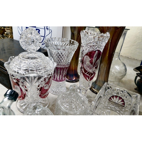 283 - Glassware: to include clear and cranberry coloured Czech crystal tableware 