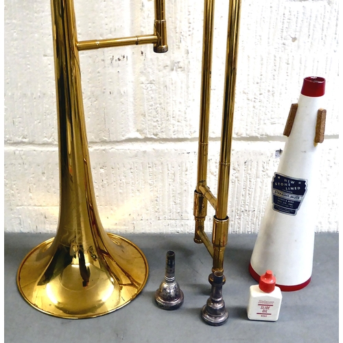 295 - An EMO Champion brass trombone  boxed