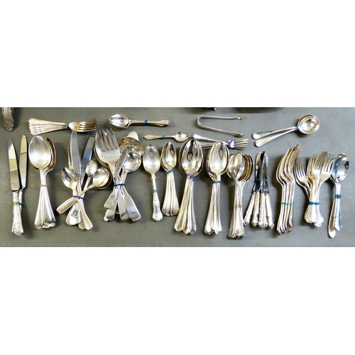 302 - Silver plated tableware: to include a five piece tea set; and flatware