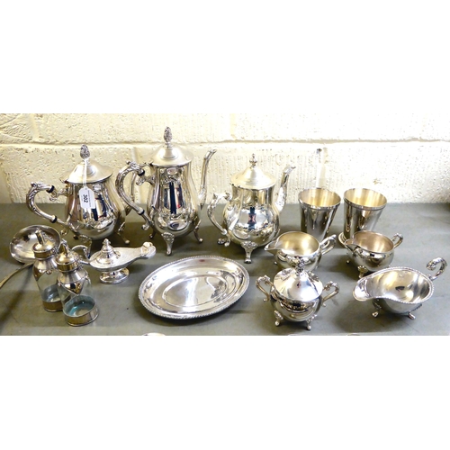 302 - Silver plated tableware: to include a five piece tea set; and flatware