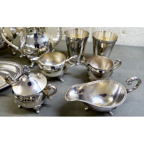 302 - Silver plated tableware: to include a five piece tea set; and flatware