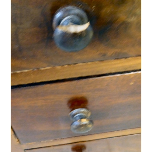 303 - A late 19thC mahogany secretaire chest with a facsimile fall front over five long drawers, raised on... 