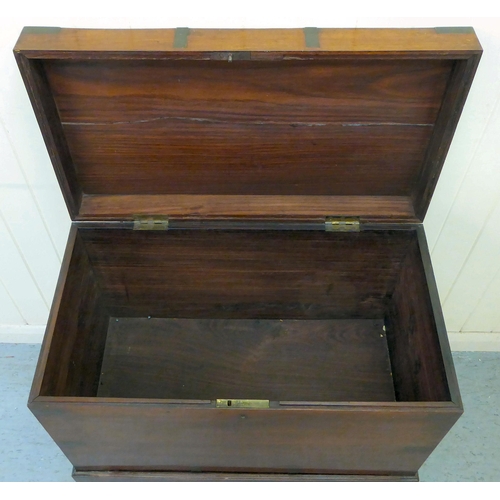 320 - A George III military design, brass bound mahogany and camphorwood chest with straight sides and a h... 