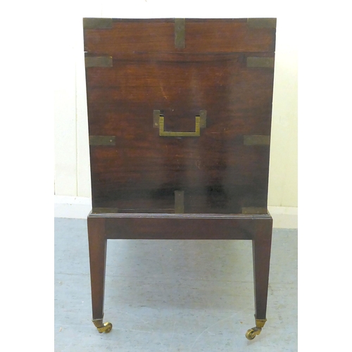 320 - A George III military design, brass bound mahogany and camphorwood chest with straight sides and a h... 