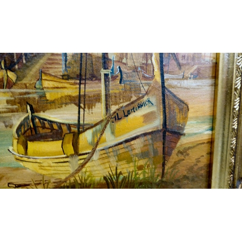 330 - JL Lemonnier - a selection of ships and boats pulling into shore  oil on canvas  bears a s... 