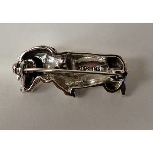 46 - A Sterling silver Dachshund brooch