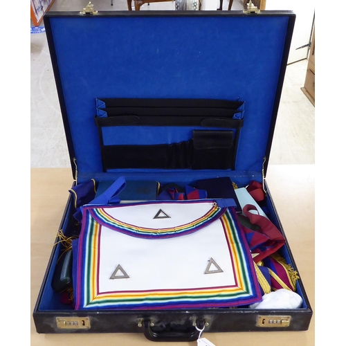 A briefcase containing Masonic regalia