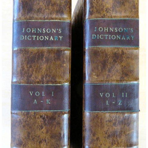 64 - Books: 'Johnsons Dictionary of the English Language' by Samuel Johnson, dated 1799 volume 1 A-K and ... 