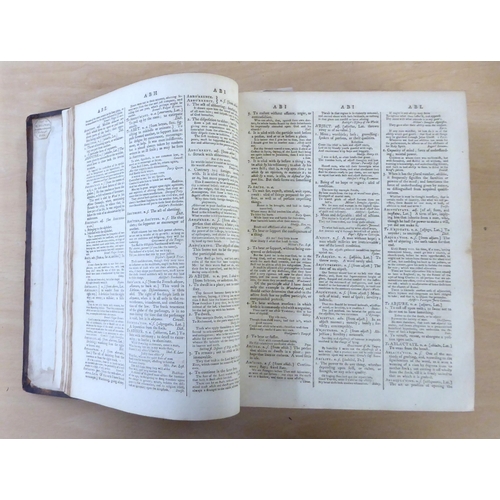 64 - Books: 'Johnsons Dictionary of the English Language' by Samuel Johnson, dated 1799 volume 1 A-K and ... 