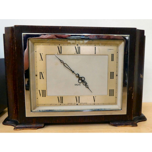 77 - Vintage and later mantel timepieces: to include a Smiths' 8 day example, in a mahogany case  6.... 