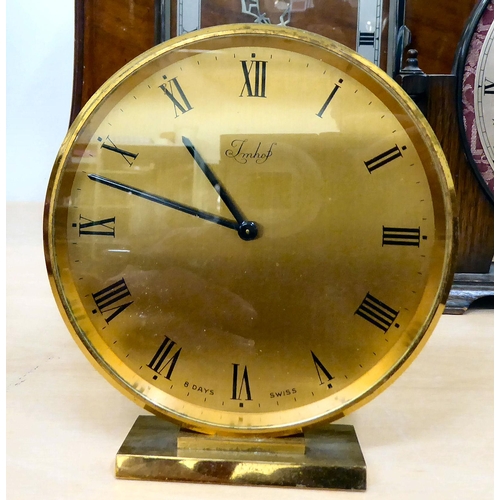 77 - Vintage and later mantel timepieces: to include a Smiths' 8 day example, in a mahogany case  6.... 