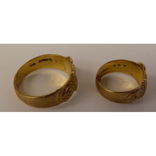 34 - Three dissimilar 9ct gold rings