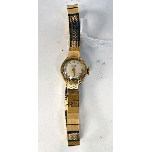 37 - A lady's Mira 9ct gold cased and strapped wristwatch