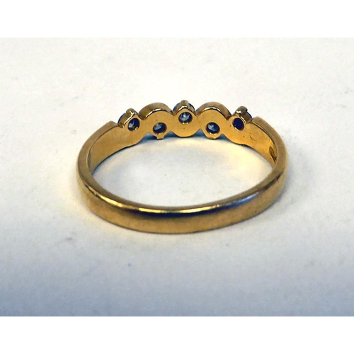 39 - An 18ct gold and five diamond set Ware design ring