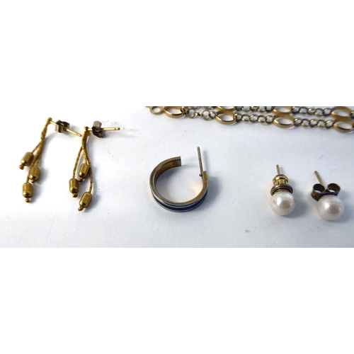 7 - Yellow metal and other items of personal ornament: to include a pair of pearl set drop earrings ... 